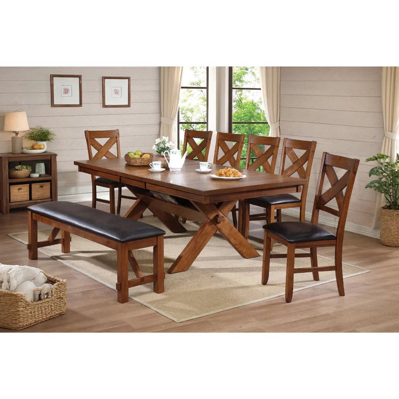 Ertal Extendable Solid Wood Base Dining Table, Brown