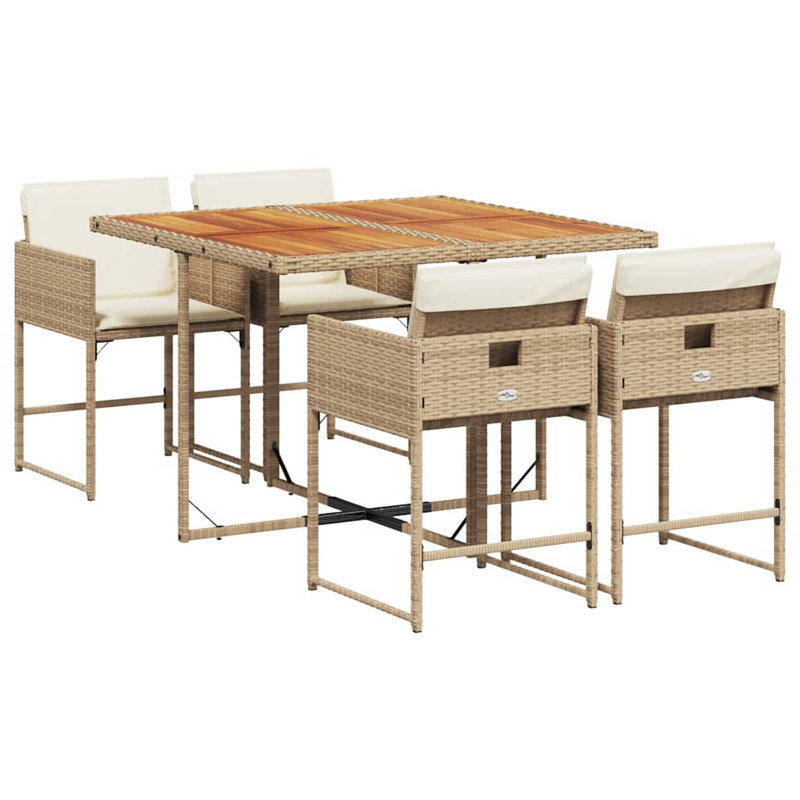 Patio Dining Set Table,, 73cm H x 110cm W x 106cm D, Beige, 4