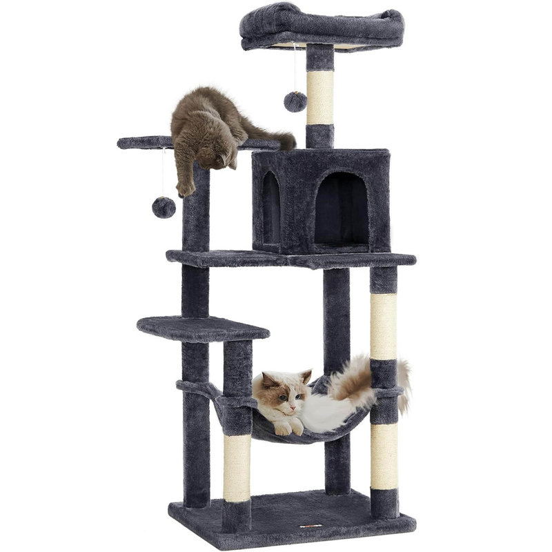 143cm H Cat Tree, Smoky Grey