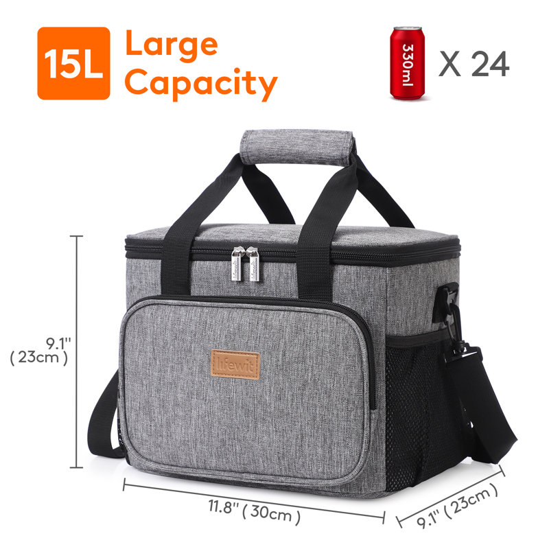 Large Lunch Bag Insulated Lunch Box Soft Cooler Cooling Tote For Adult Men Women, Grey, 9.06cm H x 9.06cm W x 11.81cm D