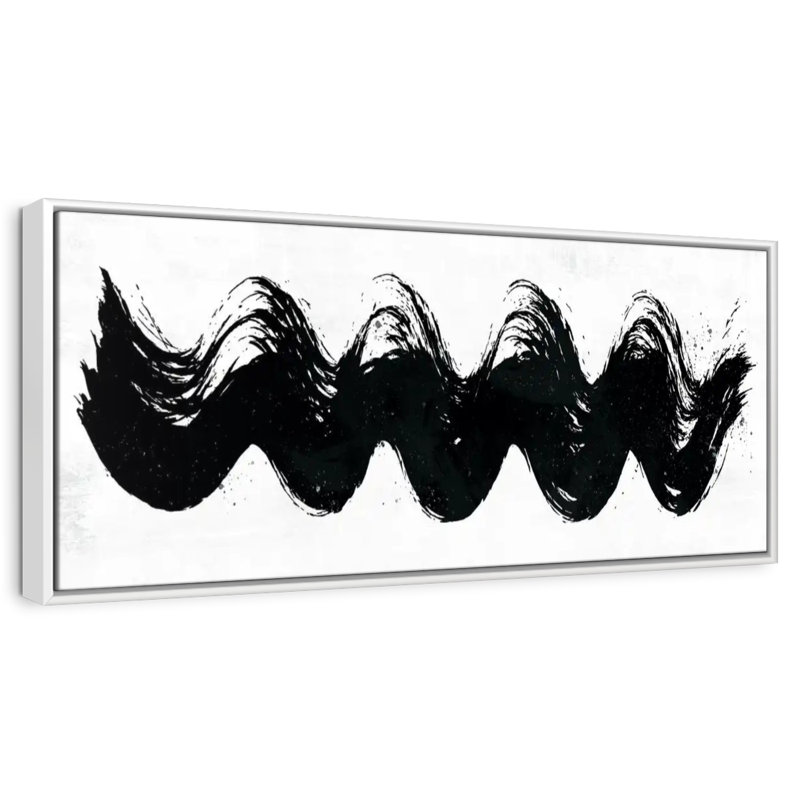 Vagues abstraites, 46 po x 16 po, Cadre flottant blanc