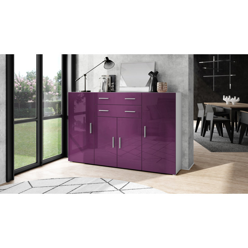 McCammon 166.5cm W 2 - Drawer Chest of Drawers, White/Blackberry