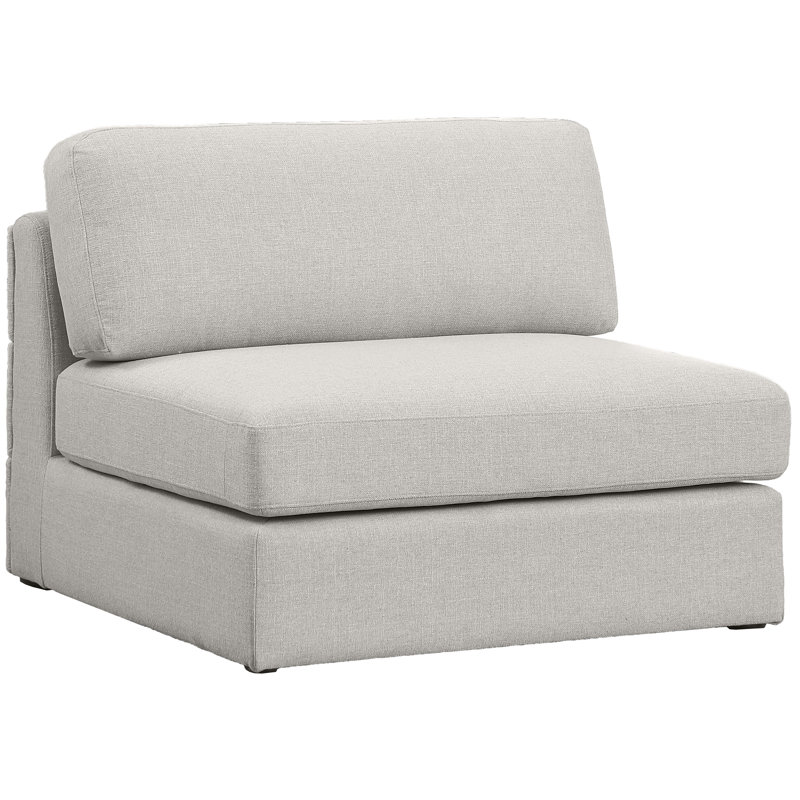 Sans accoudoirs modulaire en lin texturé l 38 po Itoro, Tissu beige texturé en lin