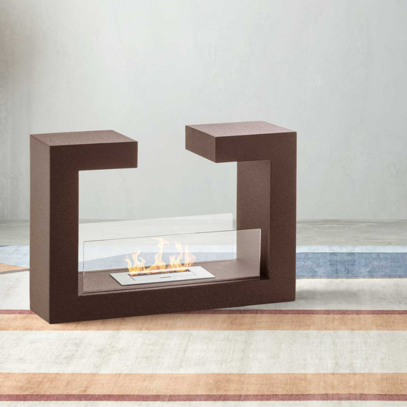 Palmieri Metro Lane 78cm W Bio-Ethanol Fireplace, Rusty Brown