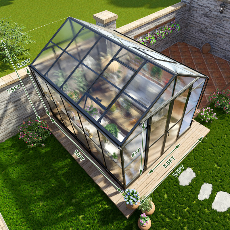  AMERLIFE Polycarbonate Greenhouse with Quick-Connect System, 120" D, Black