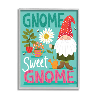 " Gnome Sweet Gnome Pun White Daisy Garden Elf " by Lisa Whitebutton