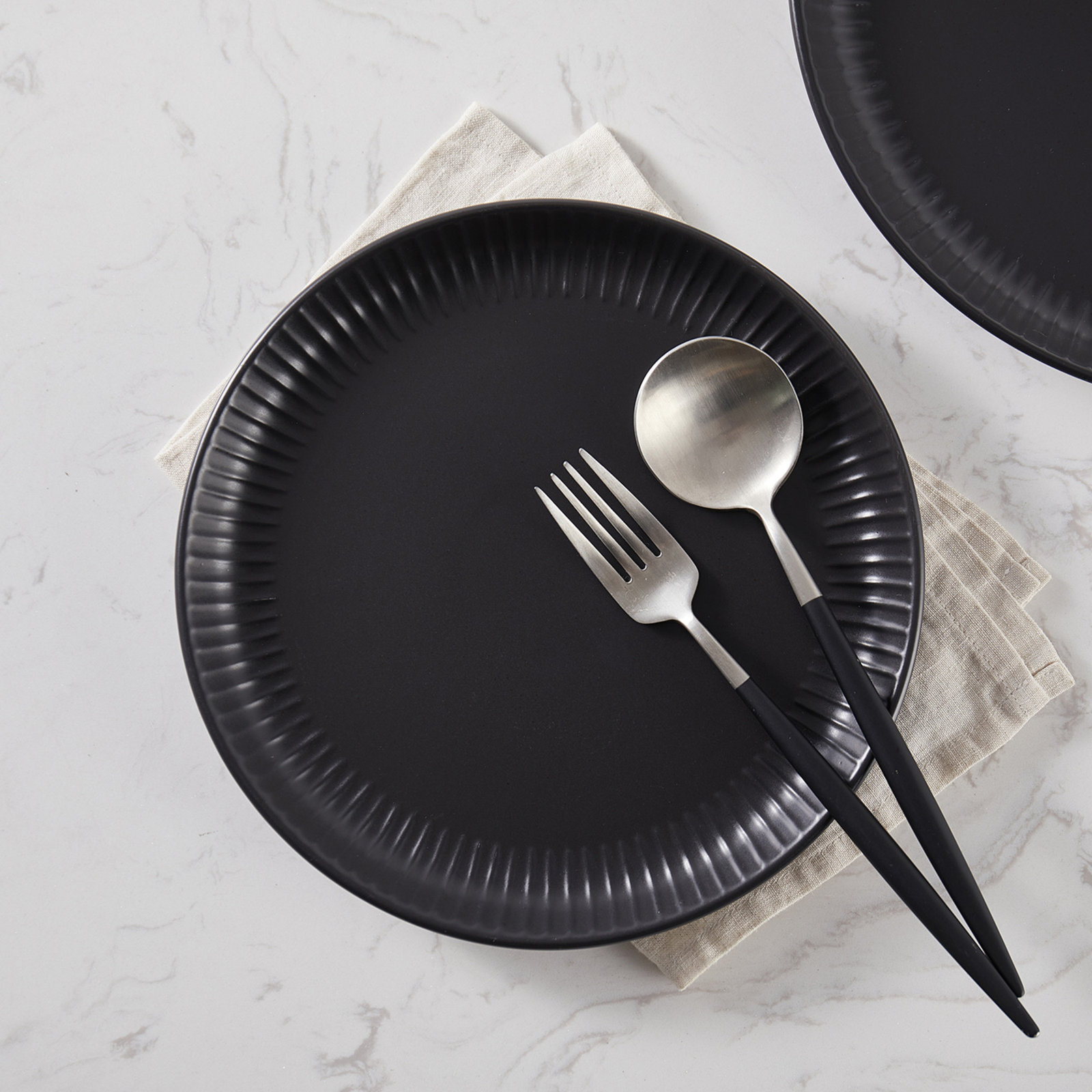 Zeppelin Stoneware Dinnerware Set, Black