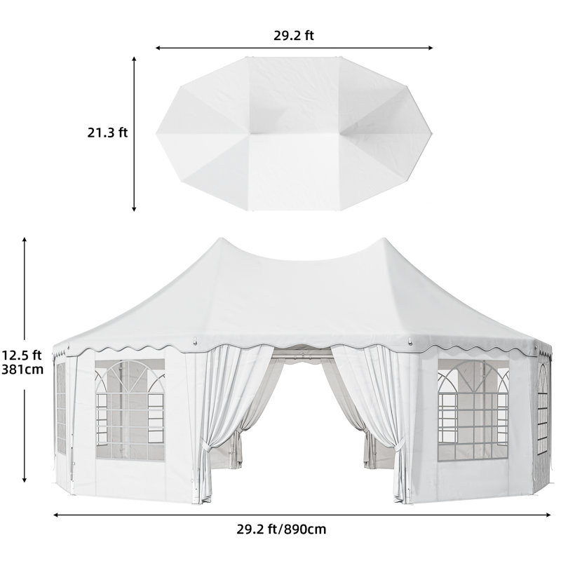 Tente de mariage robuste en acier, 29,2 pi x 21,3 pi