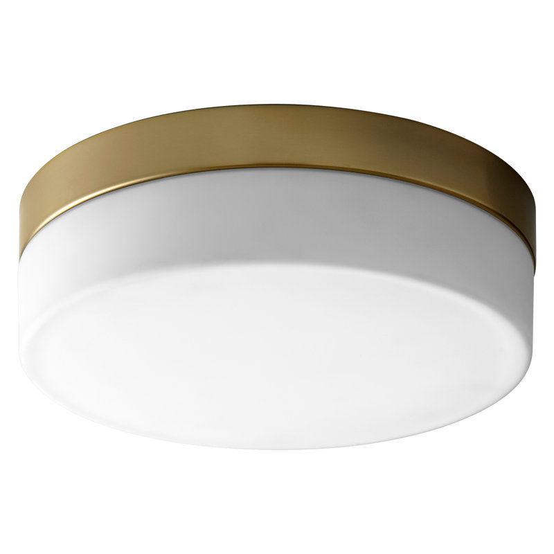 Amaranthe Glass Flush Mount, Aged Brass, 3.5" H x 11.25" W x 11.25" D