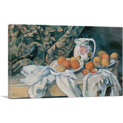" Still Life With A Curtain 1895 " by Paul Cezanne Painting Print