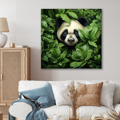 «Foliage Peekaboo Panda III», art mural animal panda