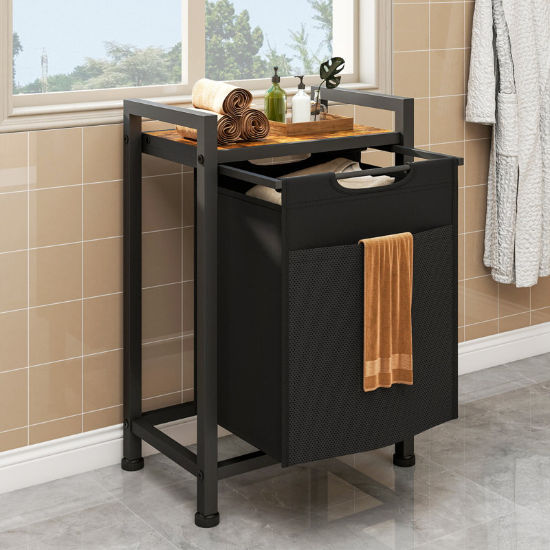 Laundry Hamper with Wheels, Home Freestanding Laundry Basket with Removable Bags and Storage Platform, 28" H x 20" W x 13" D