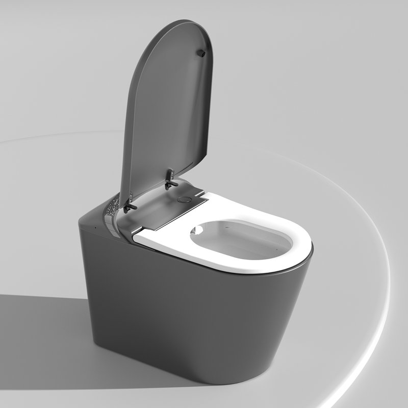 Toilette intelligente avec bidet Yingze, bouclier en mousse automatique et chasse de pieds - siège chauffant sans réservoir, séchoir à air chaud, veilleuse à DEL, buse autonettoyante, toilette moderne une pièce pour la salle de bain