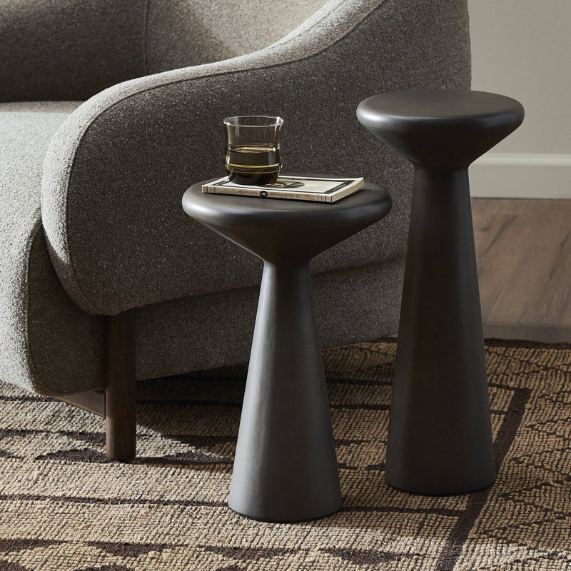 Asuna Concrete Top Nesting Tables, Dark Gray
