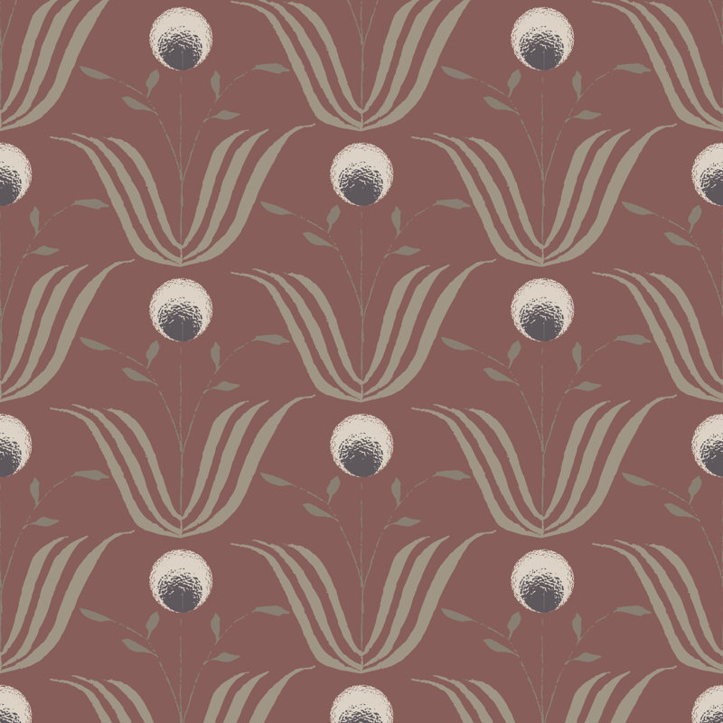 Spring Bloom - Burgundy Floral Wallpaper, Non-pasted, Faux Grasscloth, Burgundy