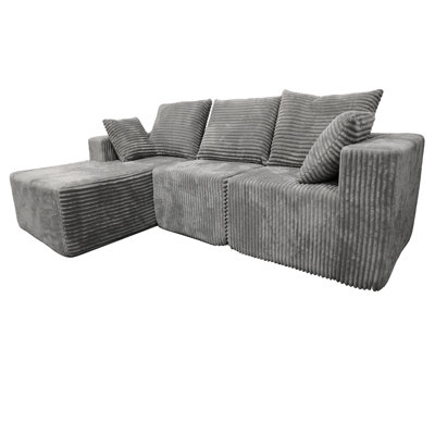 Four - Seat In Gray, Corner Combination, High Density Sponge, Soft Fabric, Resilience, Modular Structure