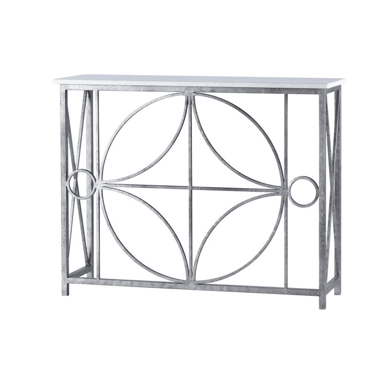 Rome Console Table, Royal Silver, Carrera Marble