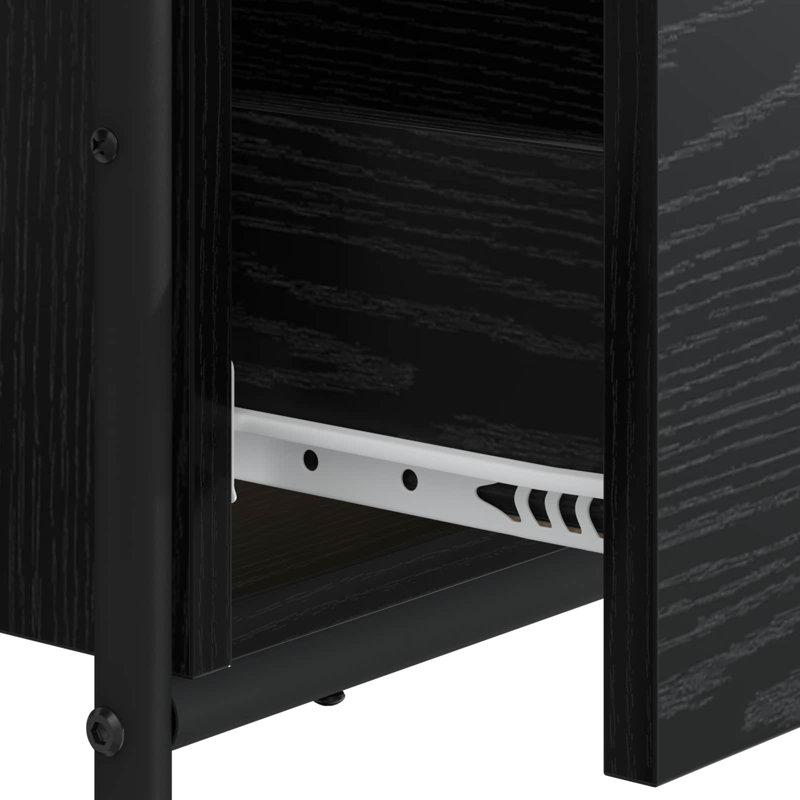 Steel Writing Desk, 75 cm H x 100 cm W x 50 cm D, Black Oak/Black