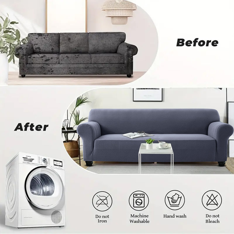 	Luxury Jacquard Pattern Spandex Sofa Cover - Stretch Slipcover for Sofa Protection, 	179cm H x 280cm W - (3 Seater)