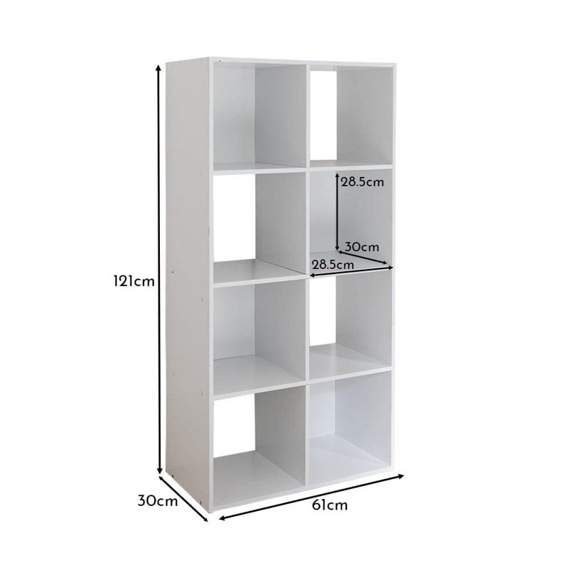 Northville Cube Bookcases with baskets, (8 Shelves) 121cm H x 61cm W x 30cm D, Natural/Brown