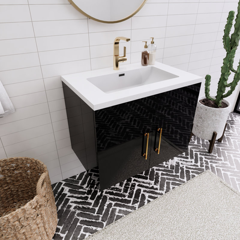 Ensemble de meuble-lavabo simple 30 po Topi, Noir brillant