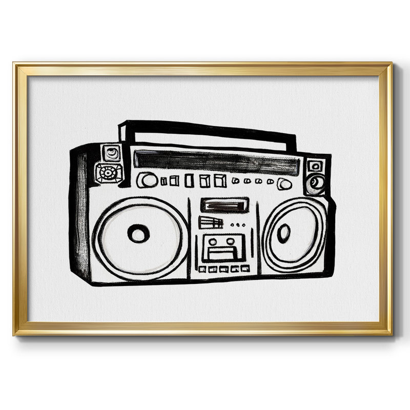 «Boombox S croquis», reproduction sur toile, H 14 po x l 20 po x P 1,5 po, Toile dorée