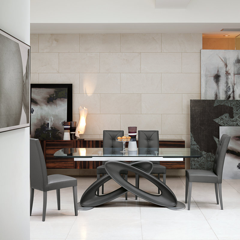 Abigale Oval Glass Top Dining Table, Graphite