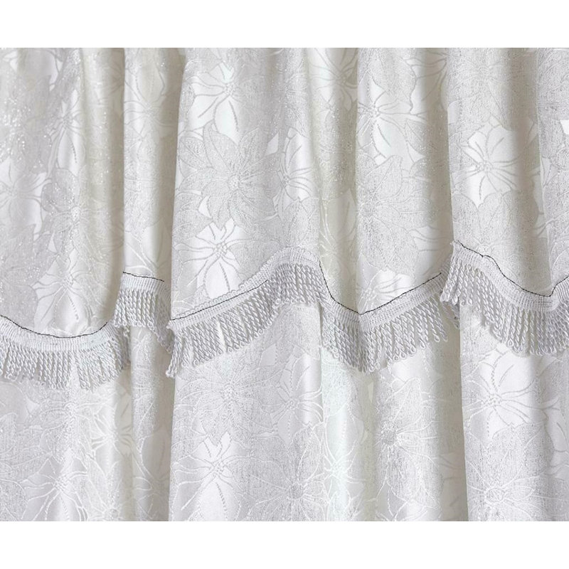 Dianelly Room Darkening Curtain Pair, Cream/White, 168cm Width x 137cm Drop