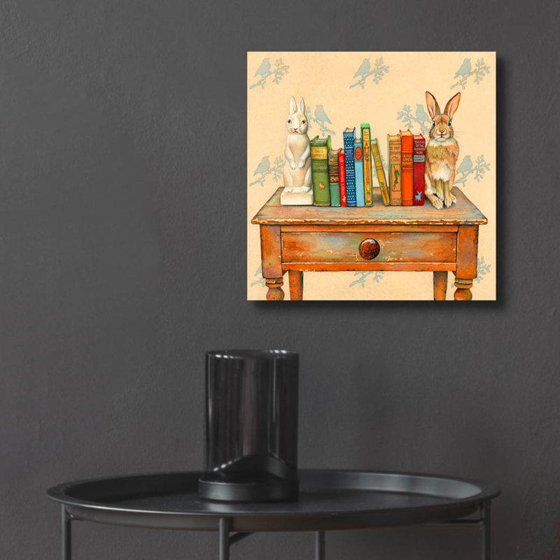Art mural en verre épique «Bookends» par Marvindale, 12 po x 12 po