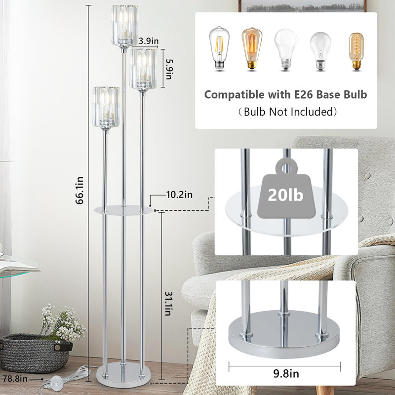 Lampe sur pied moderne, Argent