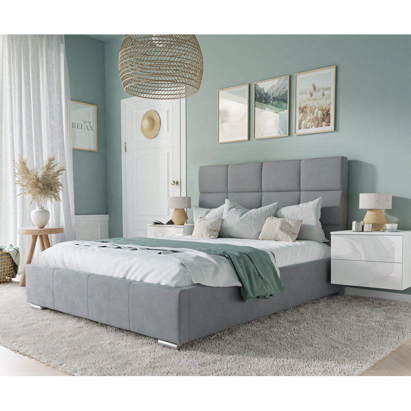 Bed Lemuel with Storage, Grey, 140cm x 200cm
