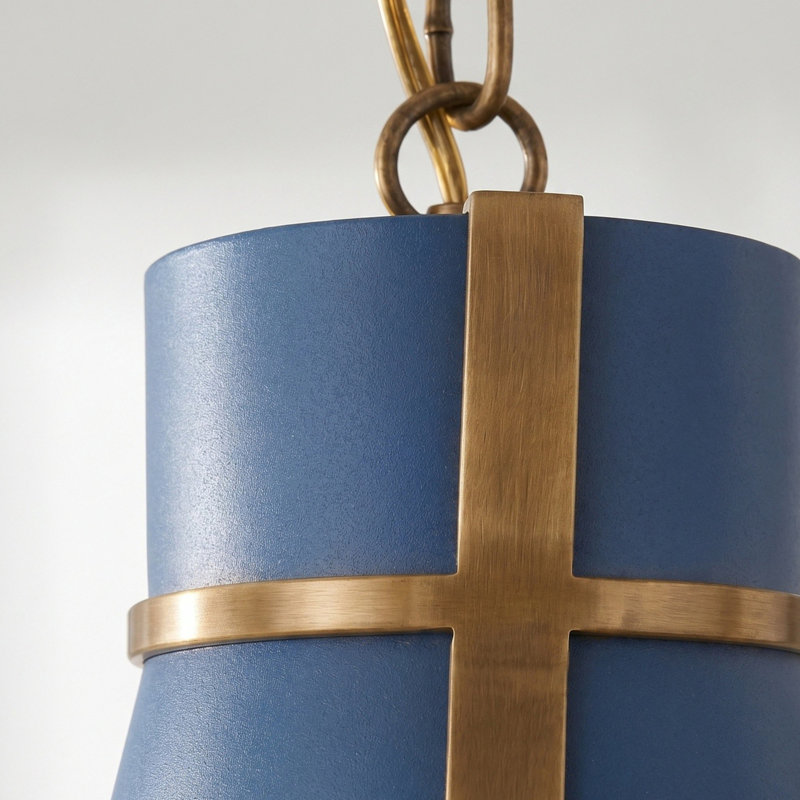 Brasserie 1-Light Mini Pendant, French Blue/Heritage Bronze