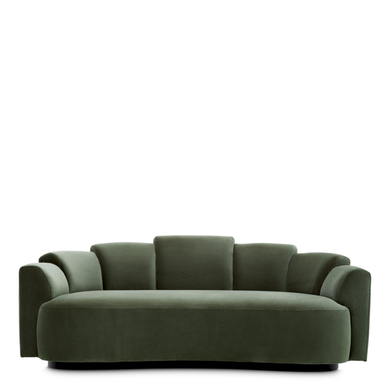 Sofa Marbella Torrin Green Velvet, 28.74" H x 76.38" W x 39.76" D