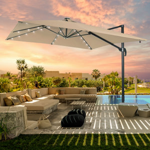 Sarthak 9x9' Square Lighted Cantilever Umbrella