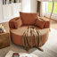 Fauteuil pivotant à 360 degrés - rouge orangé, sièges spacieux, chenille, coussins amovibles pour la vie, la chambre à coucher, utilisation de bureau 360 avec profondeur de siège en tissu d'ameublement en chenille, coussins, salon élégant, bureau,-904809100