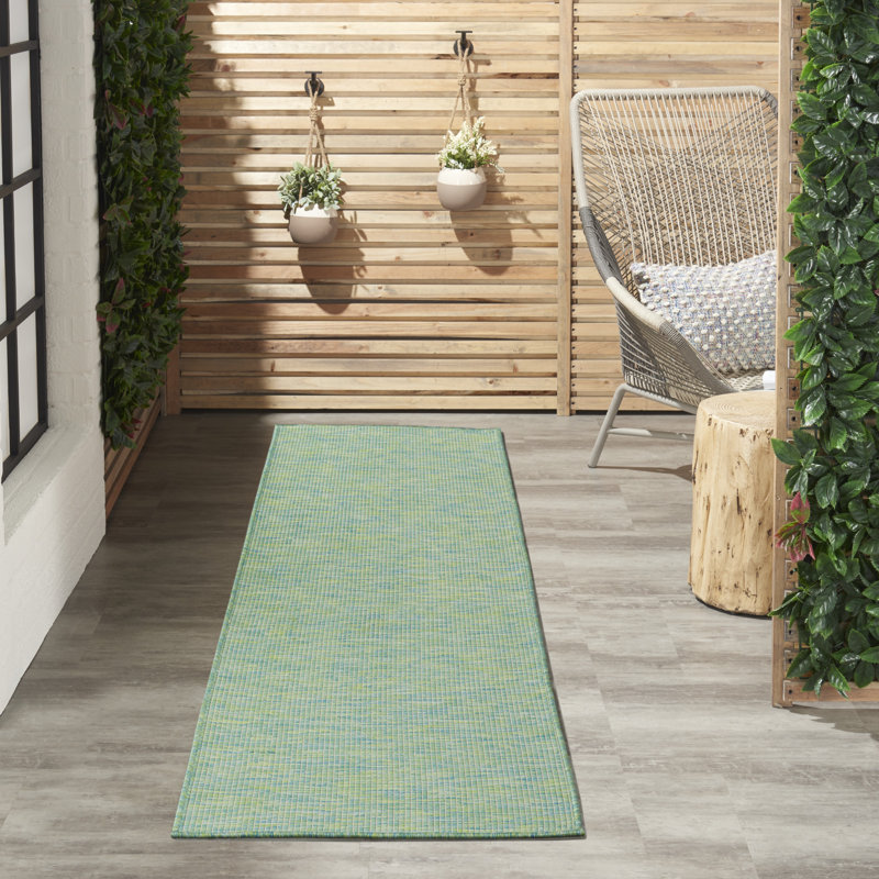 Tapis terre cuite intérieur / extérieur Lillehammer, Tapis de couloir 2 pi 2 po x 8 pi, Vert