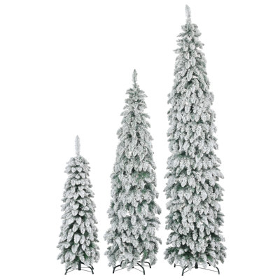 Lusso 5-Set Pre-Lit Snow-Flocked Slim Christmas Trees with Durable PVC