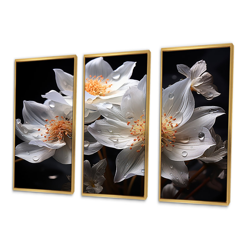Ensemble de salon Coral Underwater Flowers III - Coastal Coral Under Water, Cadre flottant doré, H 40 po x l 60 po x P 1 po
