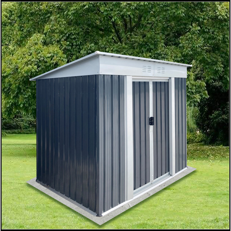 Outdoor Storage Sheds 6Ftx4ft Pent Roof Grey, Grey, 72.5" H x 74.7" W x 45.7" D