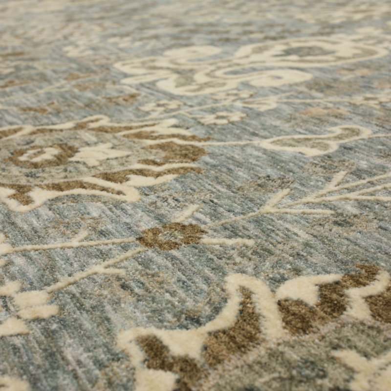 Gray Geometric Synthetic 5' x 7' Washable Area Rug