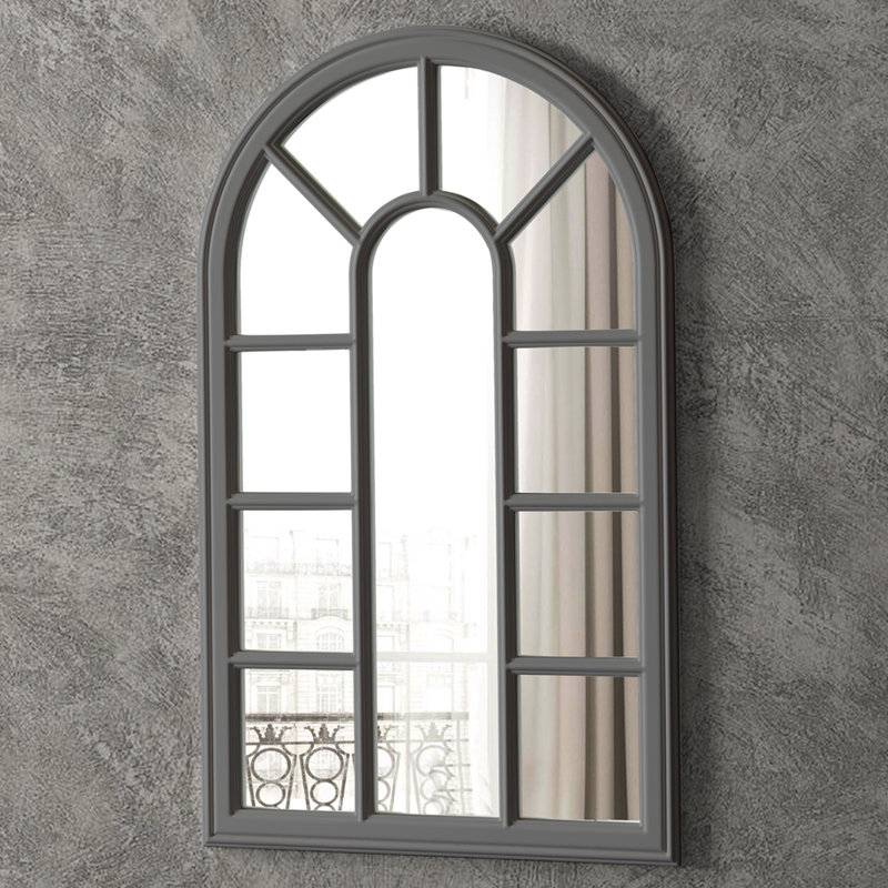 Conkling Wood Flat Wall Mirror, Dark Grey