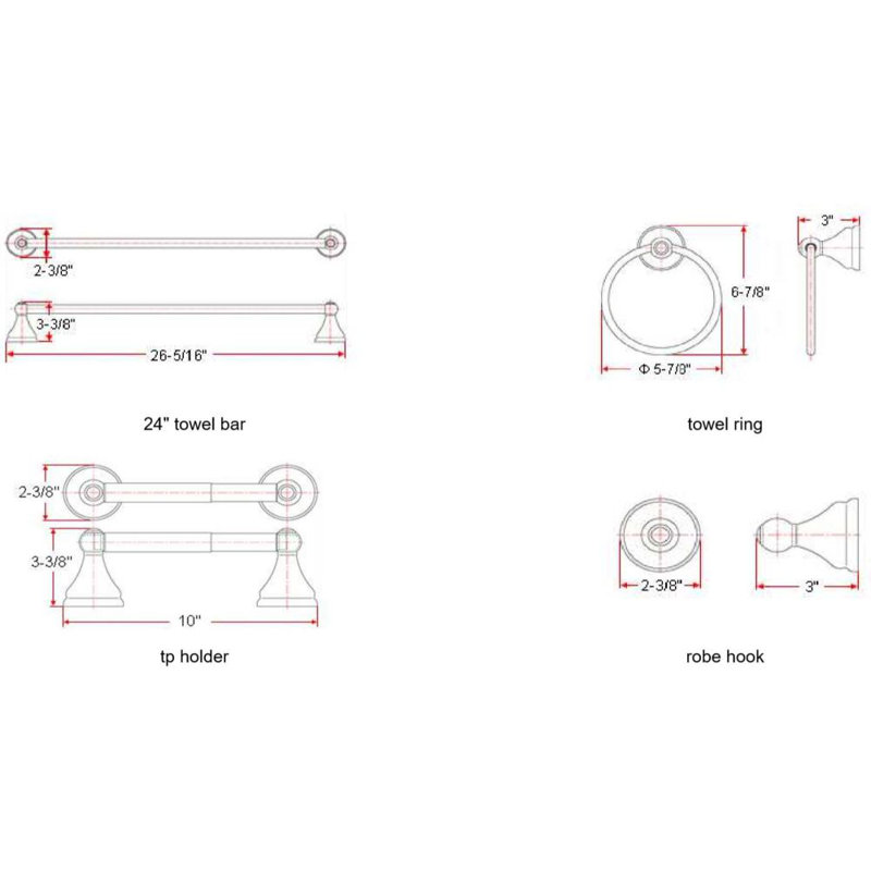 Allante 4 Piece Bathroom Hardware Set, Oil Rubbed Bronze