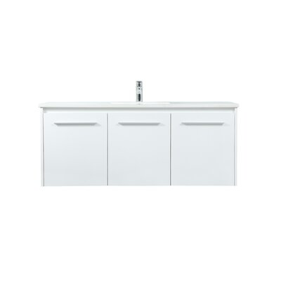 Goodfellow 48"" Wall-Mounted Single Bathroom Vanity Set -  Breakwater Bay, 434B229EEB5C4B0EBA3E9B4098D98D46