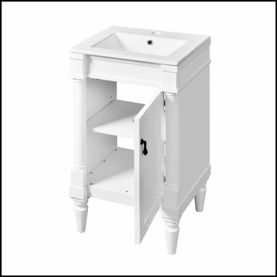 Meuble-lavabo moderne de 18 pouces avec lavabo, armoire de rangement compacte pour petits espaces, lavabo simple avec tablette réglable