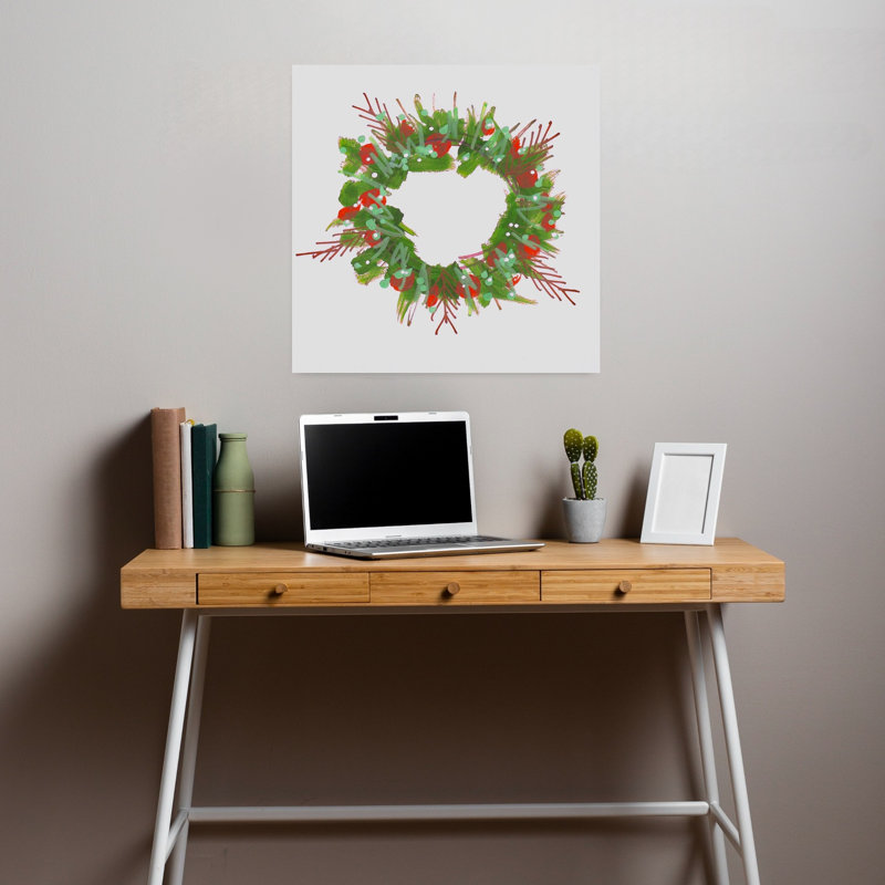 Couronne de Noël festive, abstraite, colorée et vibrante, impression murale hivernale, H 18 po x l 18 po