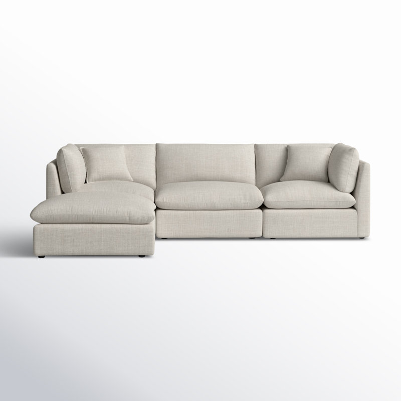 Annabella 4 - Piece Modular Upholstered Reversible Chaise Sectional , Effie Linen Performance Weave