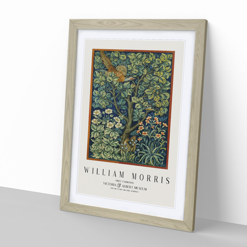 Cock Pheasant by William Morris - Framed Print, 36cm H x 27cm W x 2cm D, Oak