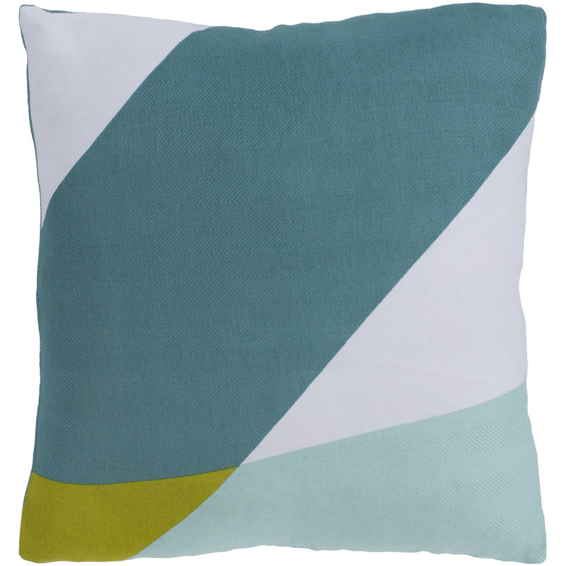 Teori Cotton Throw Pillow, Down Fill, 18" H x 18" W x 3.5" D