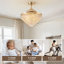 Ventilateur de plafond rétractable en cristal avec lumières DEL et télécommande-383750933