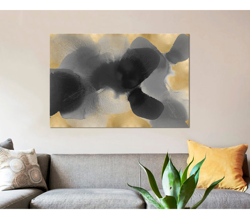 « free form on gold i », impression sur toile, H 26 po x l 40 po x P 1,5 po, Pas de tapis, Toile tendue